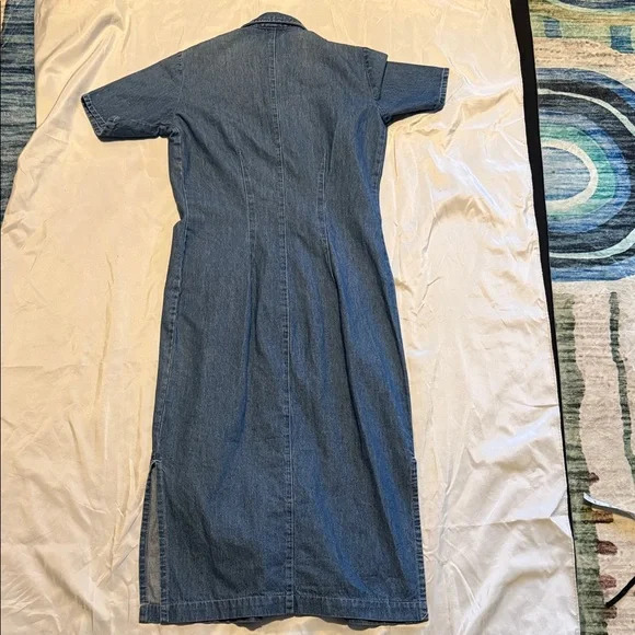 Vintage Tickets Denim Button-Front Midi Dress | Made in USA | Size 3/4 - Picture 8 of 12